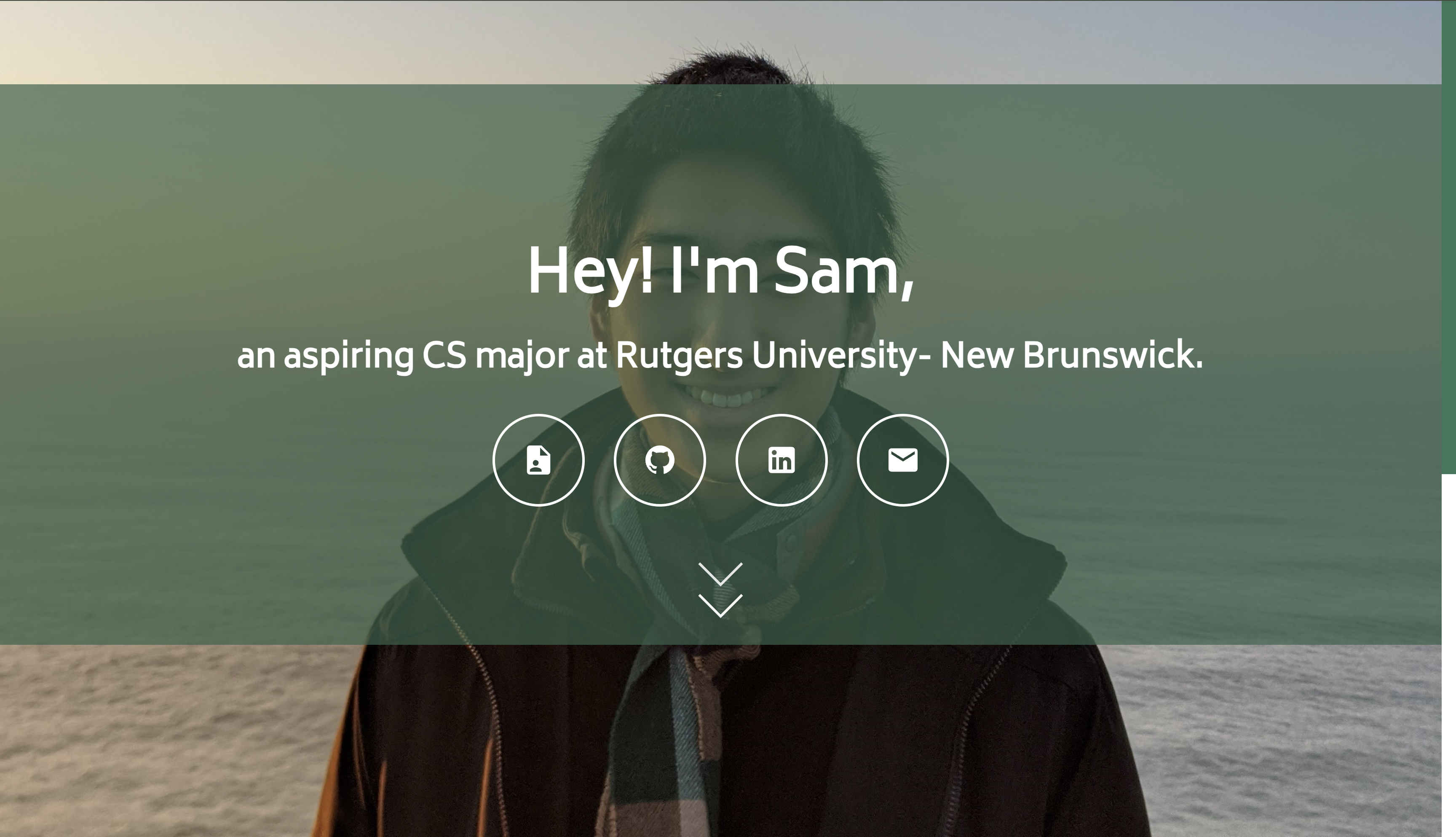 landing page of my personal website v1